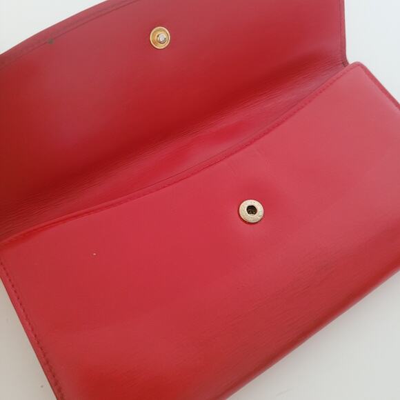 GUCCI Bifold Leather Wallet Long Bifold Red Large Card Bill Designer Horseshoe - Picture 8 of 13